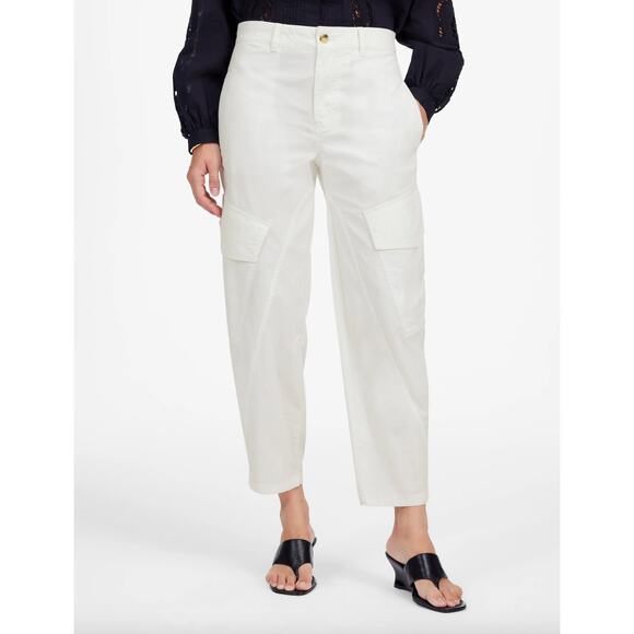 Madewell The Barrel Leg Utility Pant Garment Dyed Twill White Cargo US 6 NWT - Picture 2 of 14